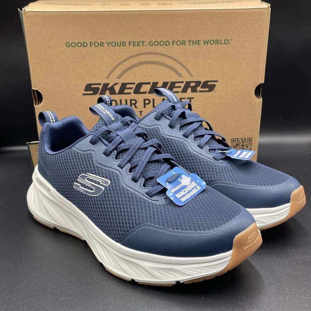 Skechers Edgeride Rekze Sneakers Navy/White Extra Wide Slip On Shoe Mens Sz 13 - Picture 1 of 8